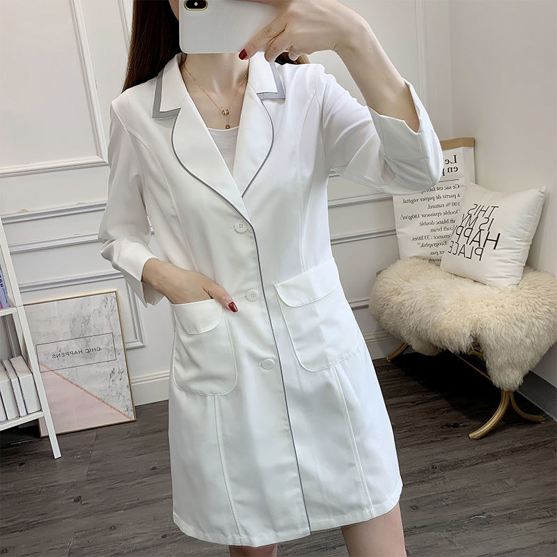 Vestido corto blanco de unifor - Medical Lab Logo reseña y precio