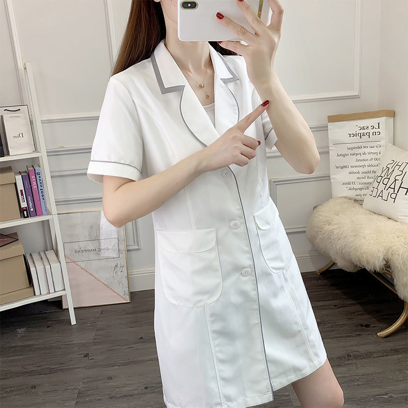 Vestido corto blanco de unifor - Medical Lab Logo reseña y precio