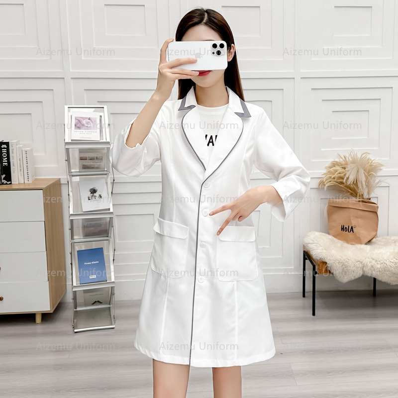Uniforme de belleza negro con  - Medical Lab Logo reseña y precio